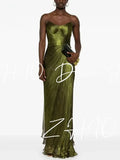 Green Shimmer Chiffon Mermaid Gown
