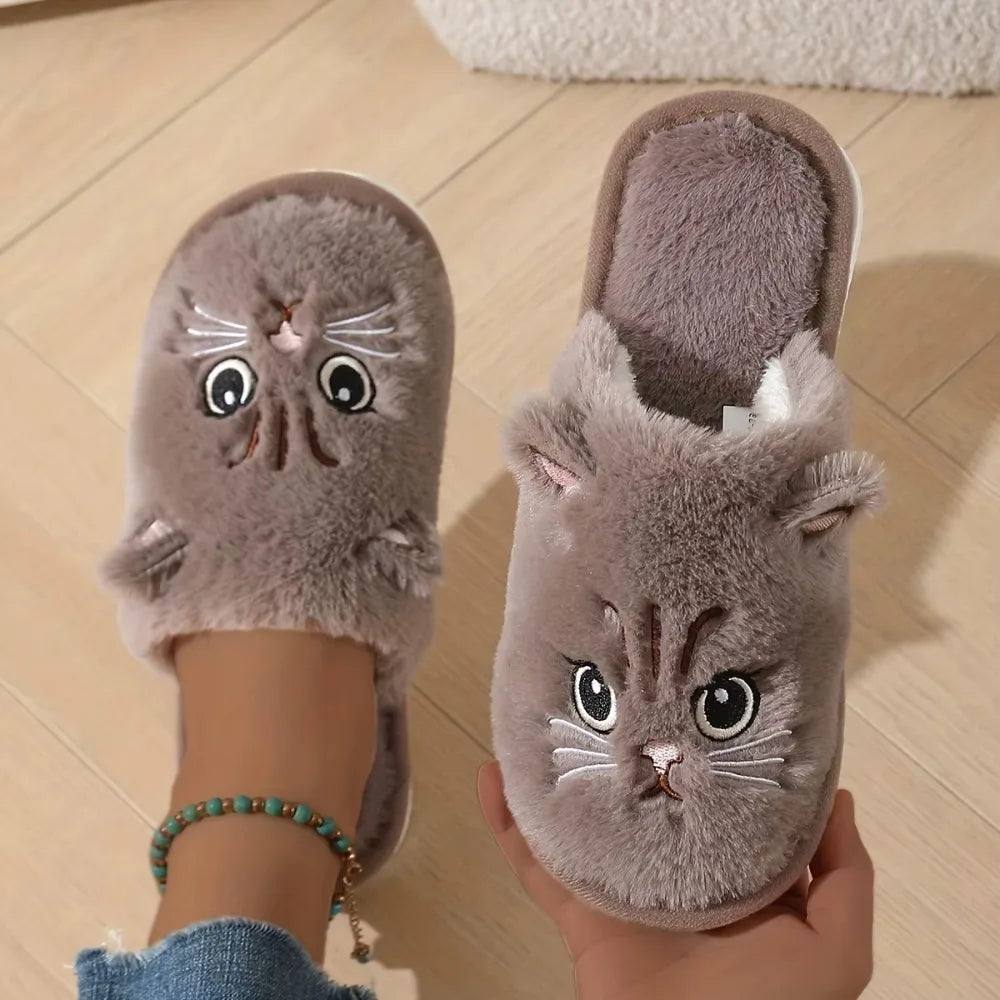 Women's Fuzzy Cat Slippers