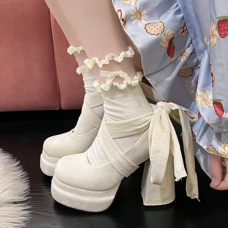 Women's Platform Lace-Up Mary Janes