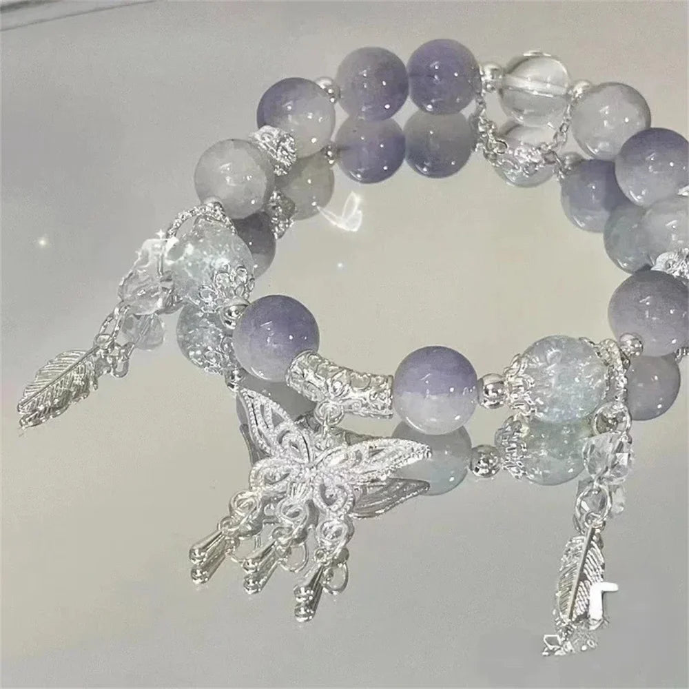 Crystal Flower Tassel Bracelet