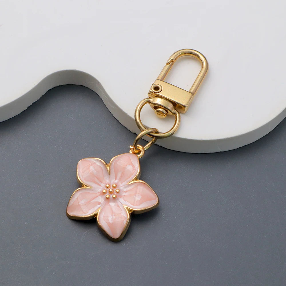Enamel Cherry Blossom Keychain