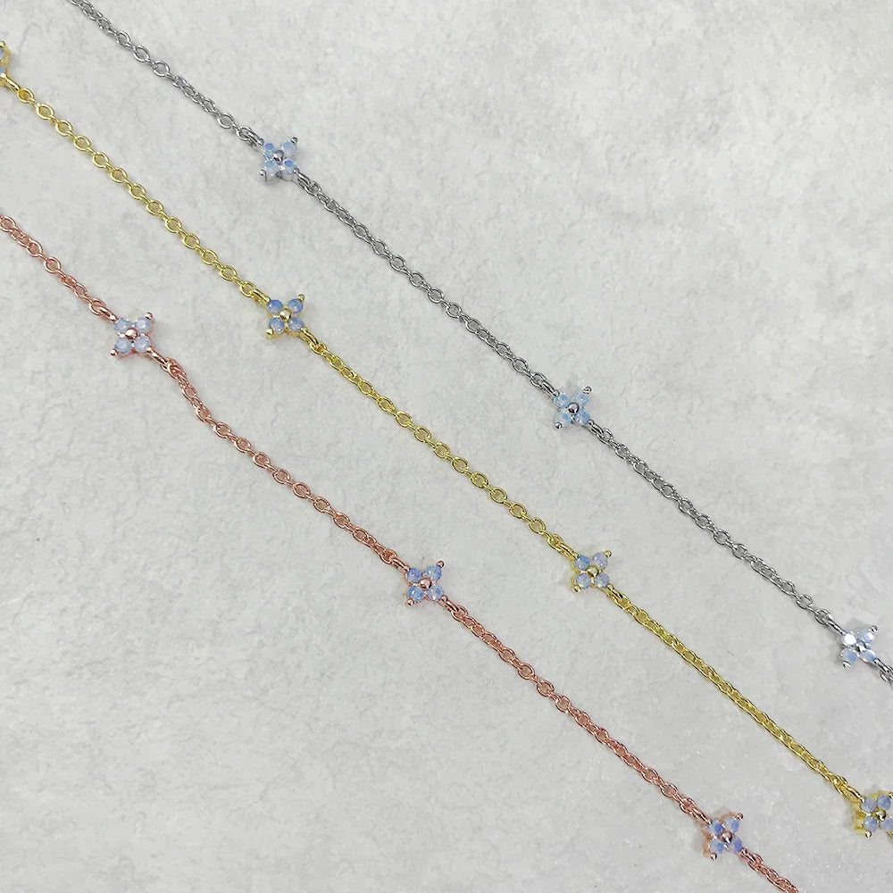 Four-Leaf Clover Crystal Anklet