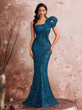 One-Shoulder Sequin Mermaid Maxi Gown