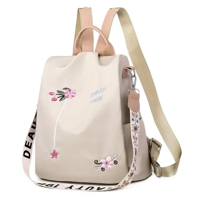 Embroidered Anti-Theft Women's Backpack