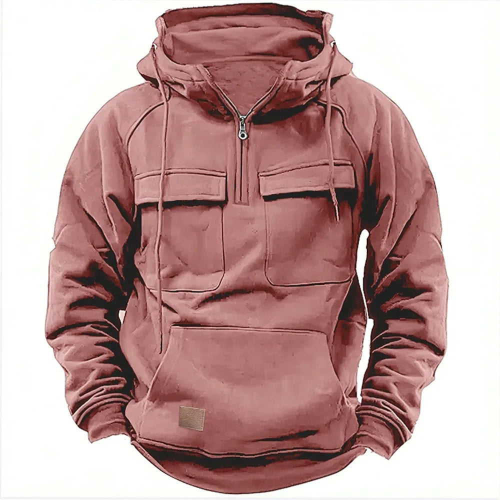 Men's Multi-Pocket Pullover Hoodie
