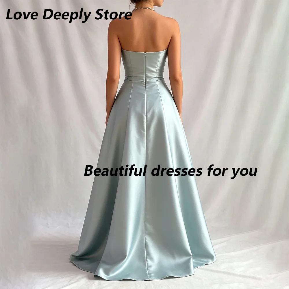 Strapless Satin A-Line Maxi Gown