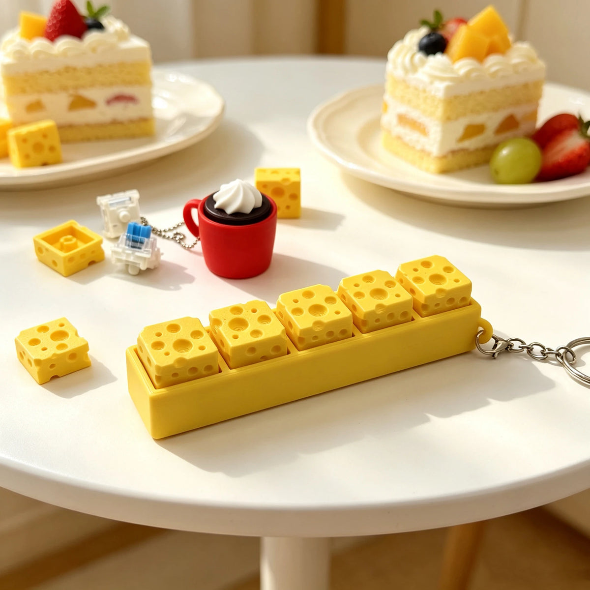 Cheese Keycap Clicker Keychain