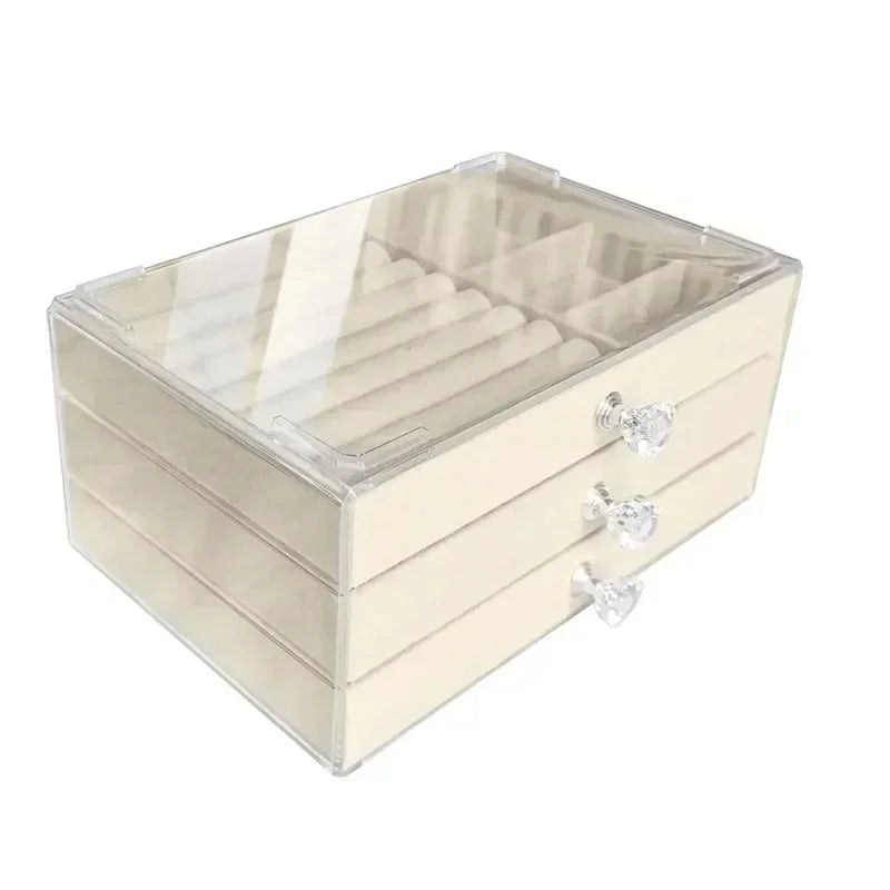 3-Drawer Velvet Jewelry Storage Box