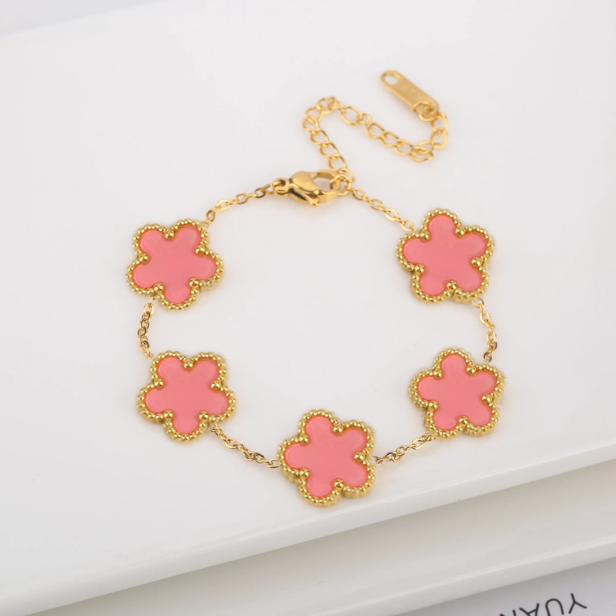 🍀 Five Leaf Clover Stainless Steel Bracelet