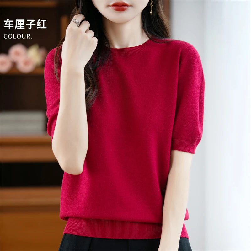 100% Merino Wool Short Sleeve Sweater