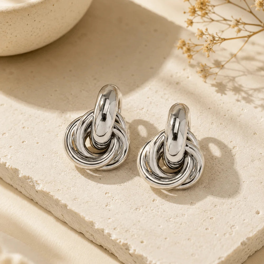 Chunky Twist Knot Drop Earrings
