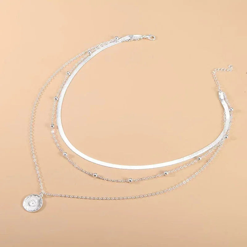Three-Layer Sterling Silver Necklace