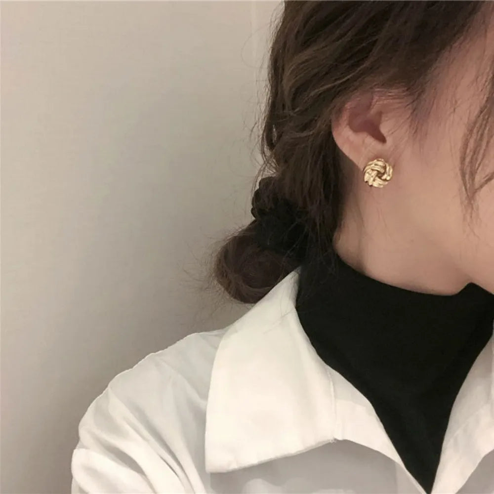 Tiny Gold Twist Stud Earrings