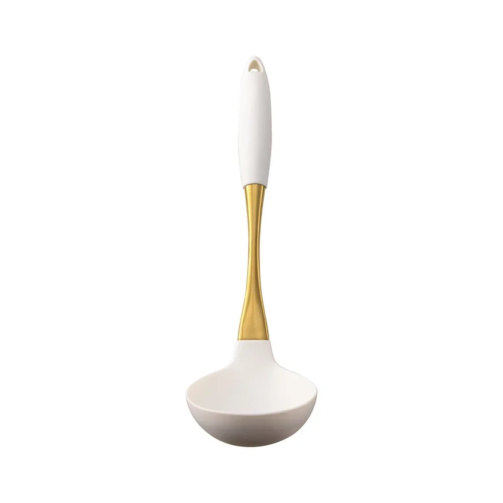 White & Gold Silicone Kitchen Utensils