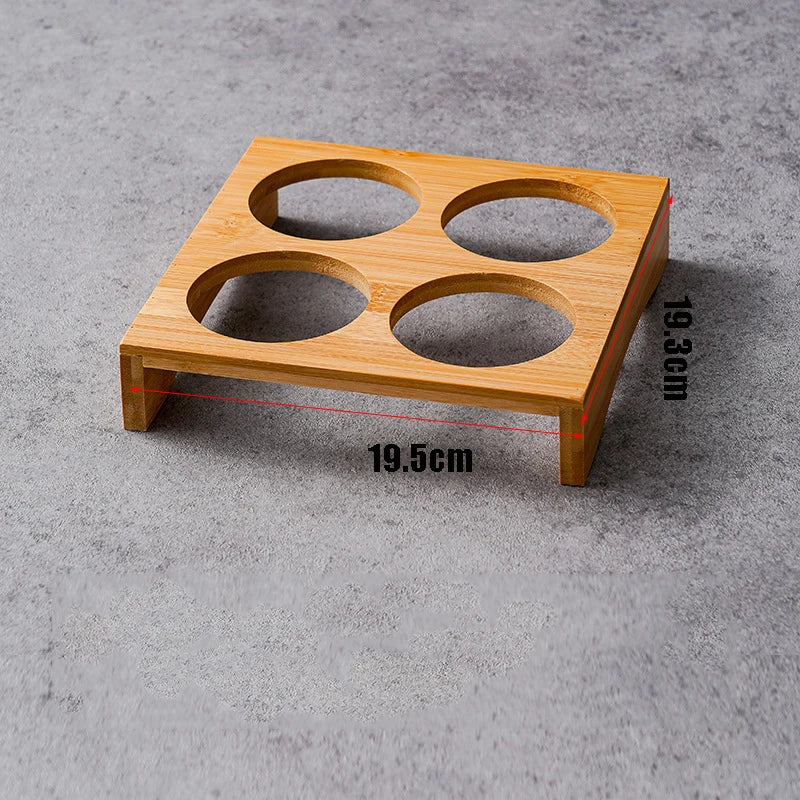 Bamboo Tray with Steel Dip Bowls