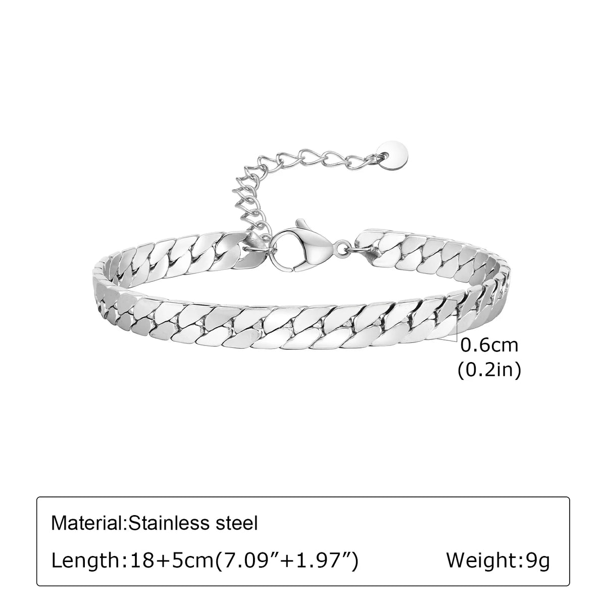 Men's Silver Stainless Steel Chain Bracelet