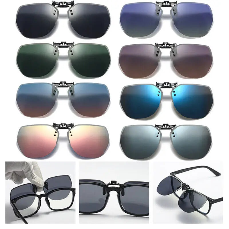 Flip-Up Polarized Clip-On Sunglasses