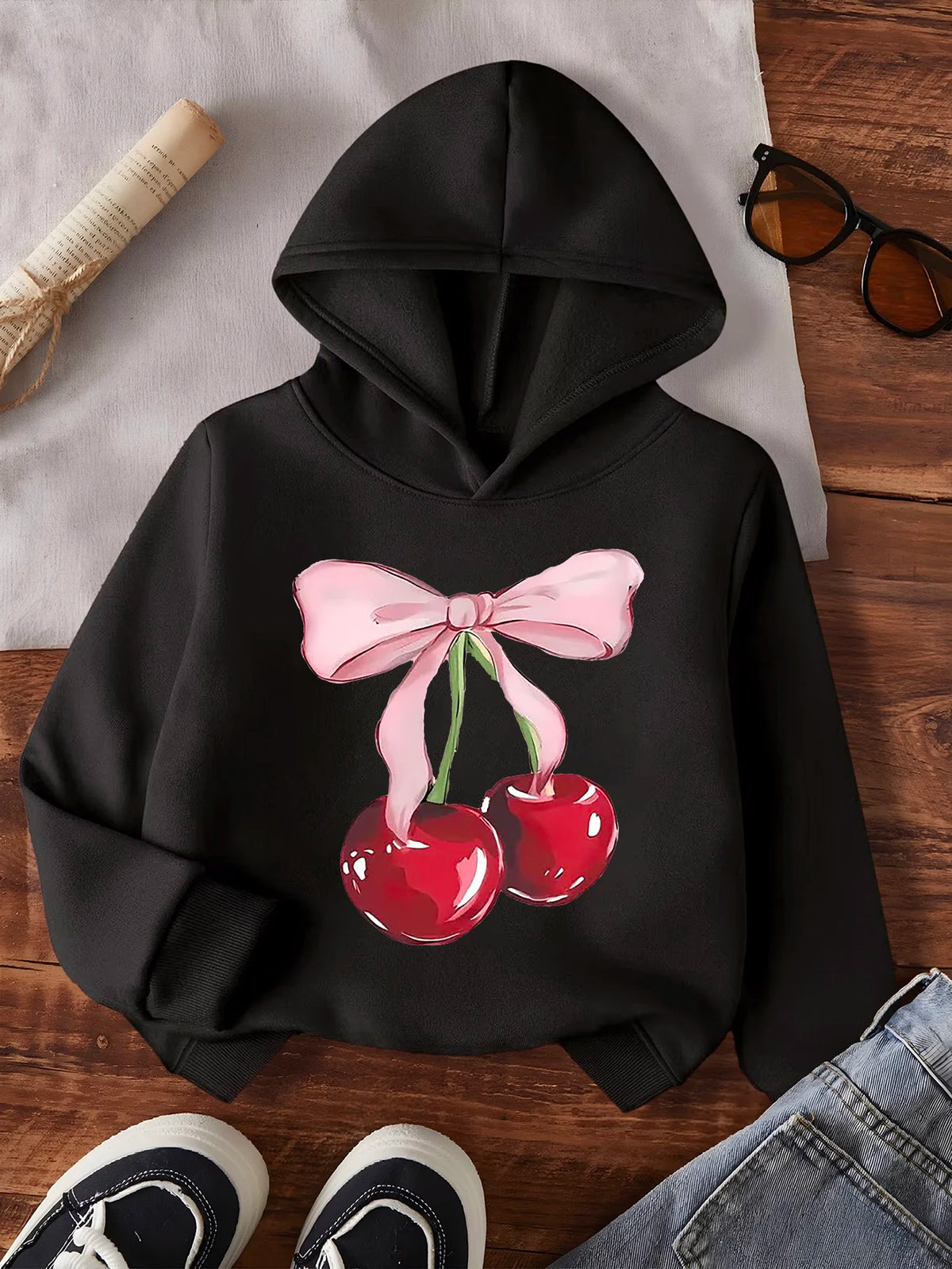 Kids Cherry Bow Hoodie