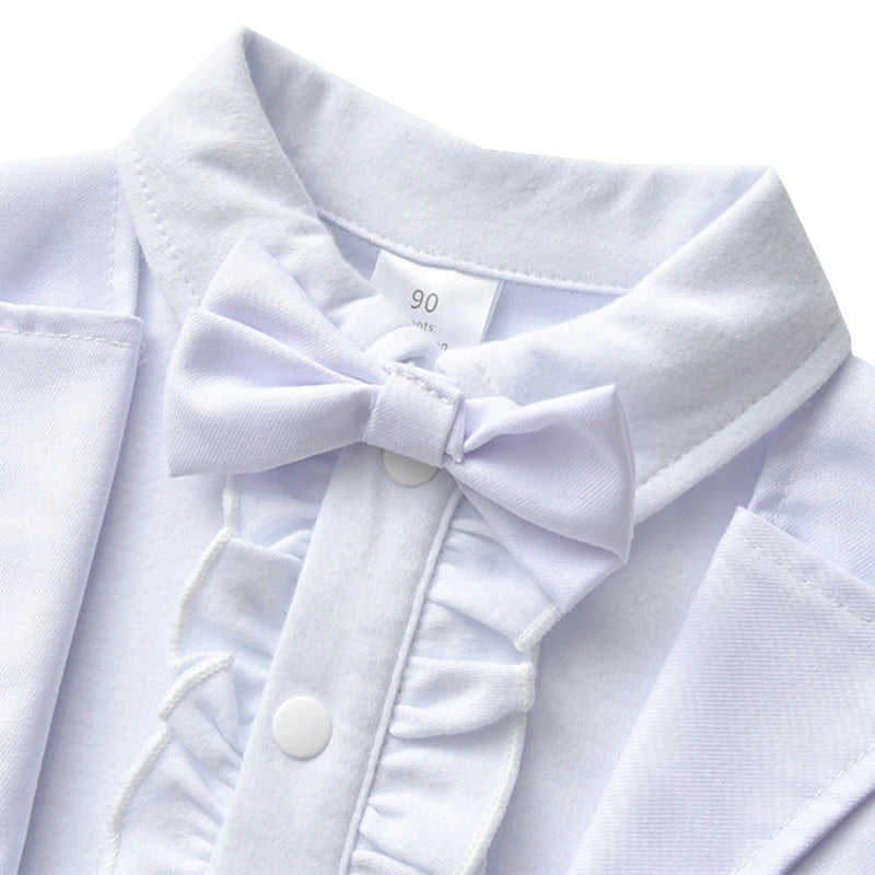 Baby Boy White Christening Romper