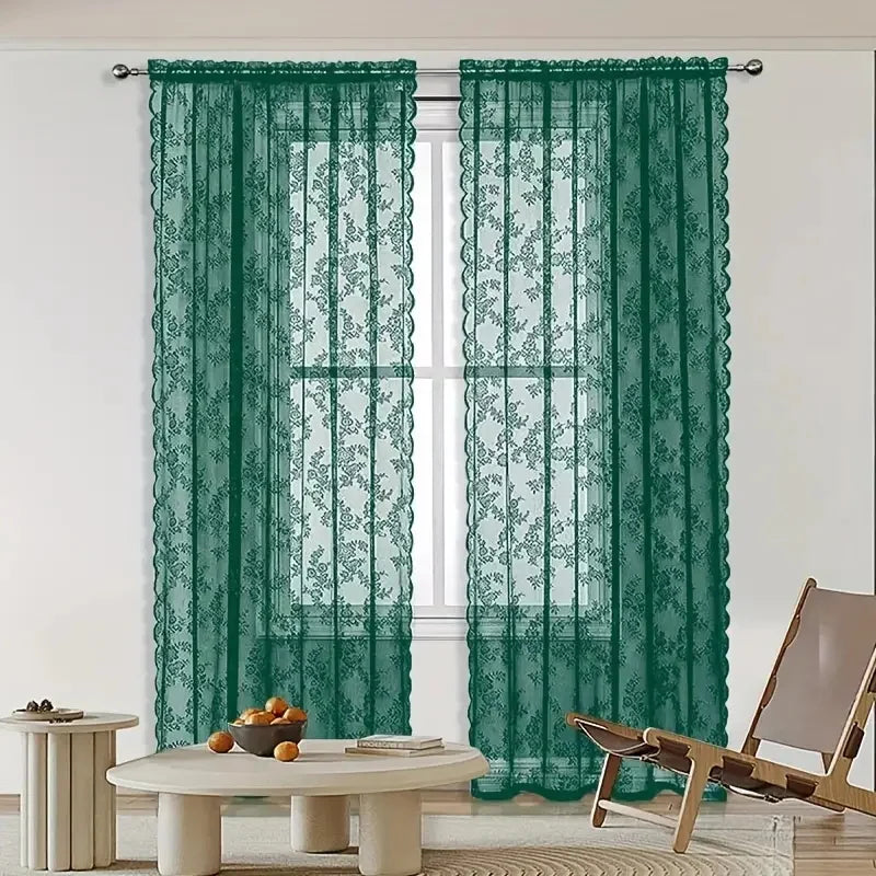 Vintage Floral Lace Curtain Panel