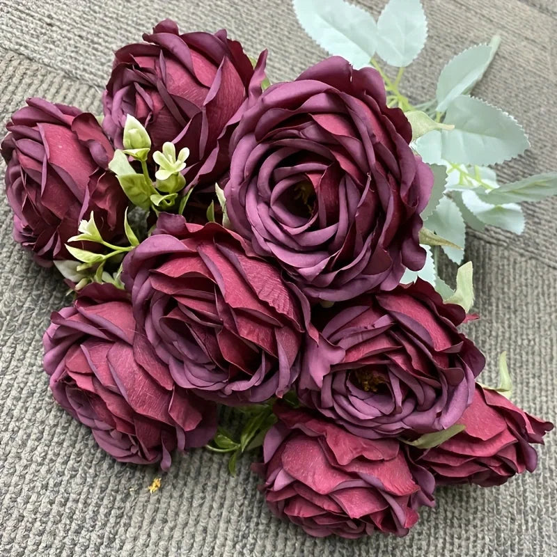 9-Head Artificial Rose Bouquet