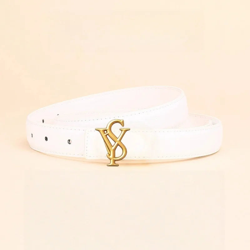 Women's Leather Belt with Alloy Buckle