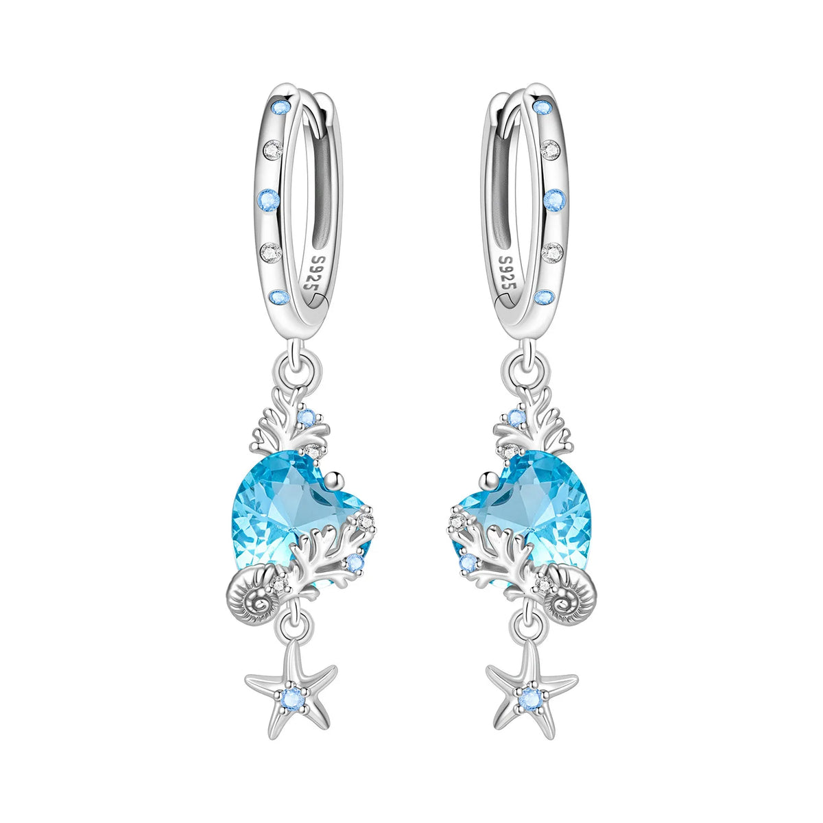 925 Silver Blue Betta Fish Earrings