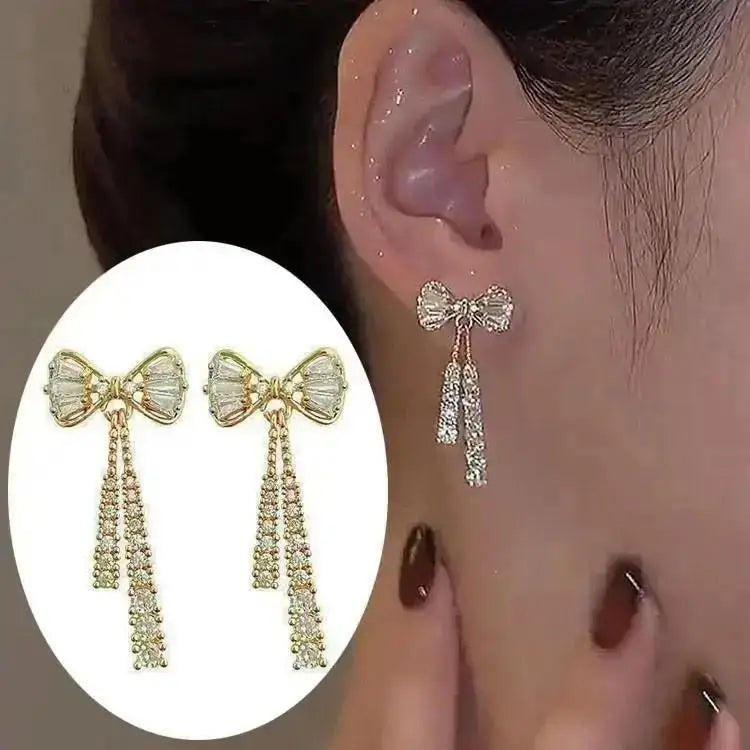 Zircon Pearl Tassel Earrings