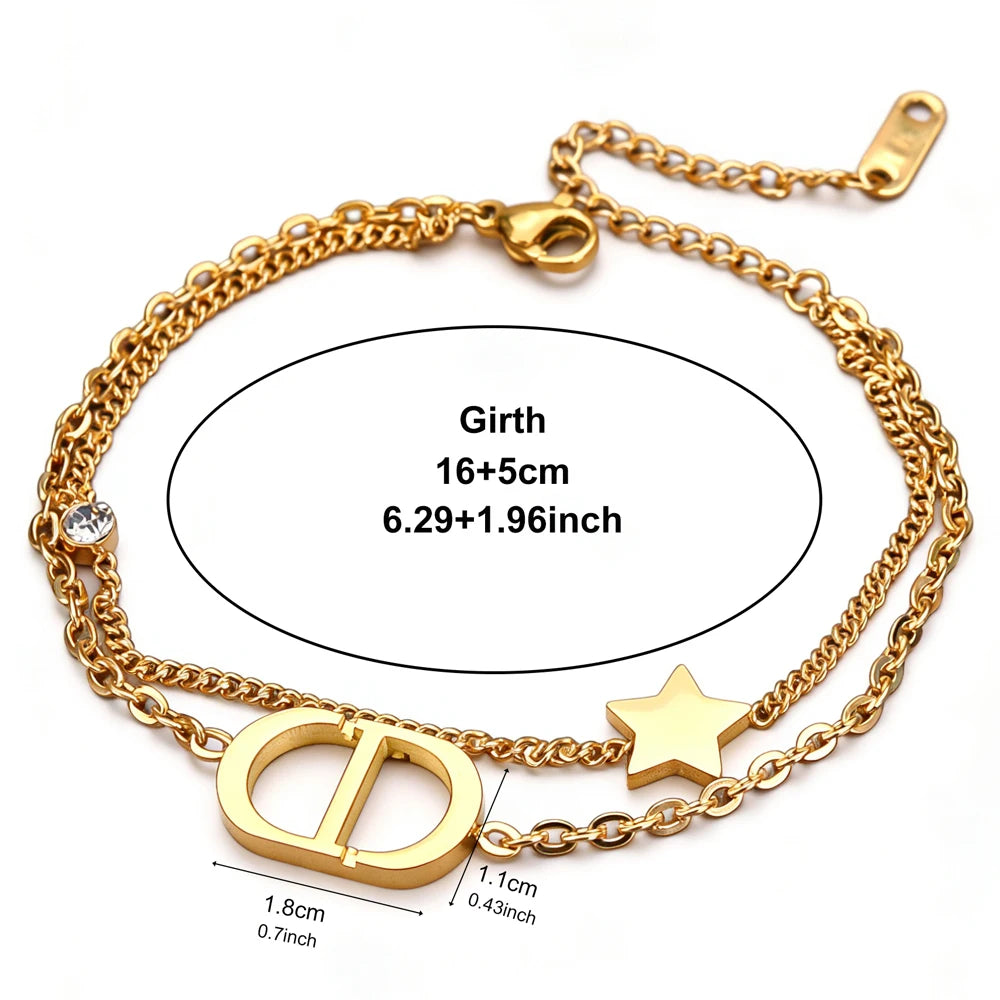 ⭐ Titanium Steel Letter Star Double Layer Bracelet