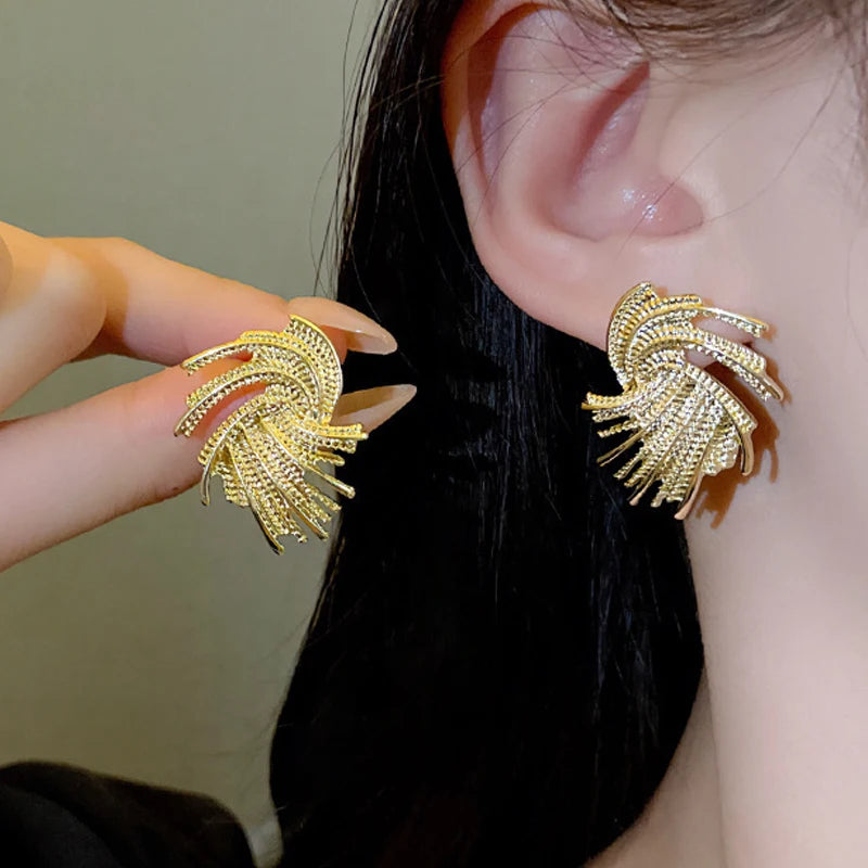 Gold Irregular Statement Stud Earrings