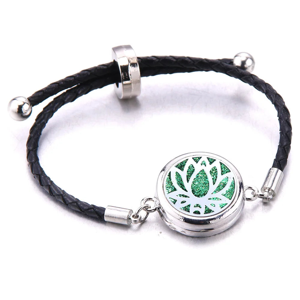 Aromatherapy Locket Leather Bracelet