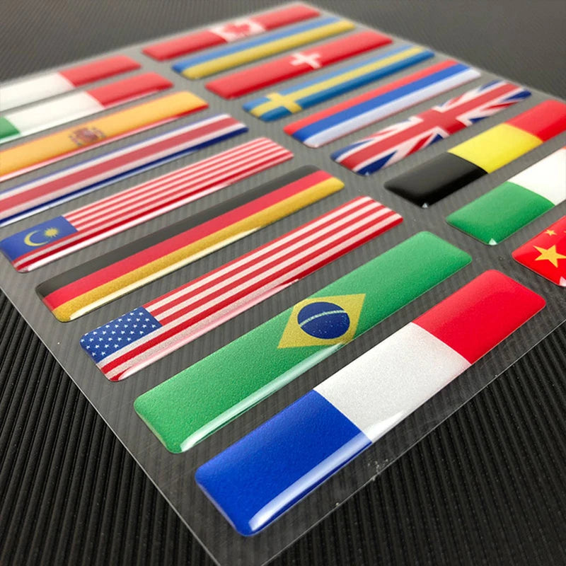 🌍 3D Reflective Flag Sticker
