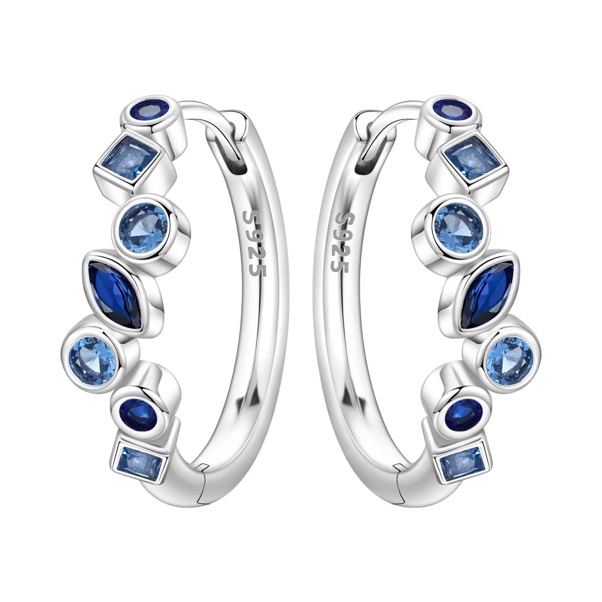 925 Silver Vine Heart Black Zircon Hoops