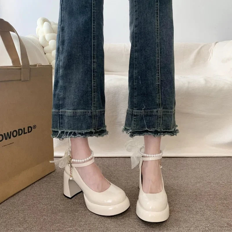 Women's Pearl Chain Platform Mary Janes