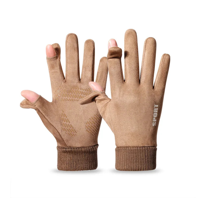 Men's Faux Suede Flip-Top Gloves