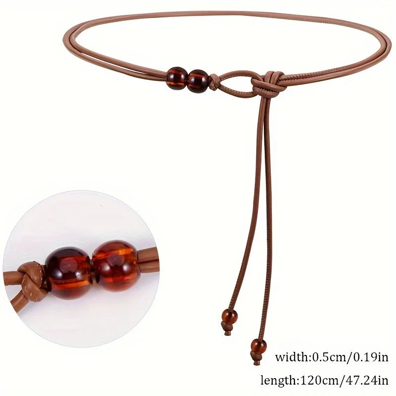 Women's Brown Beaded Waist Belt