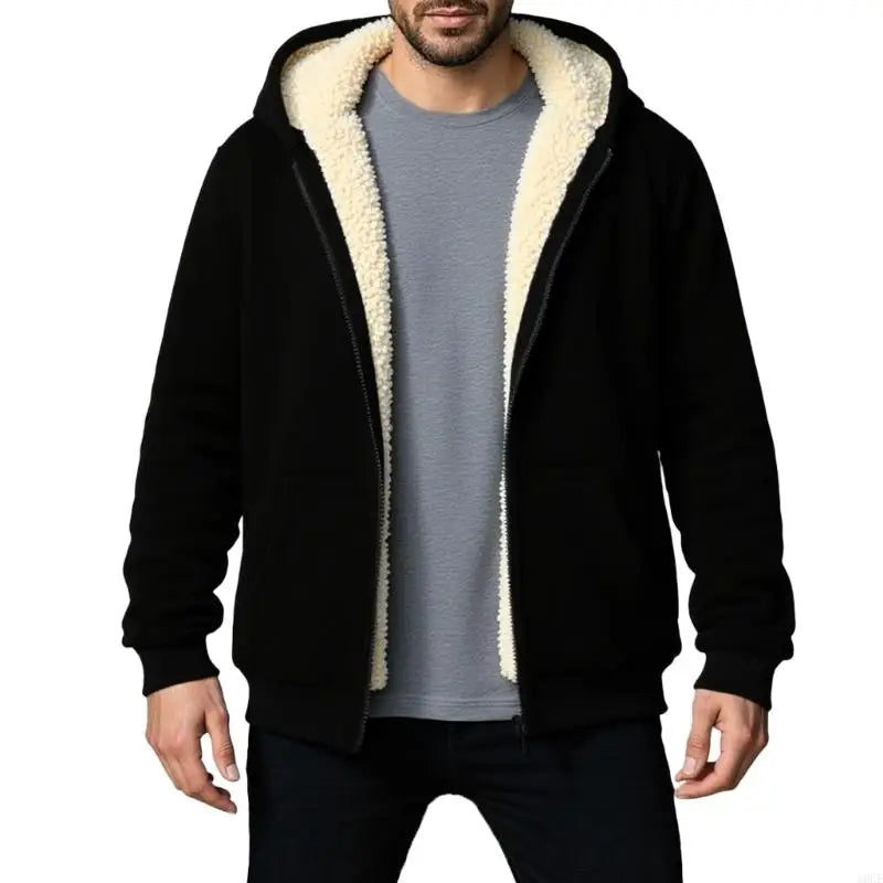 Men's Fleece-Lined Hooded Zip Coat