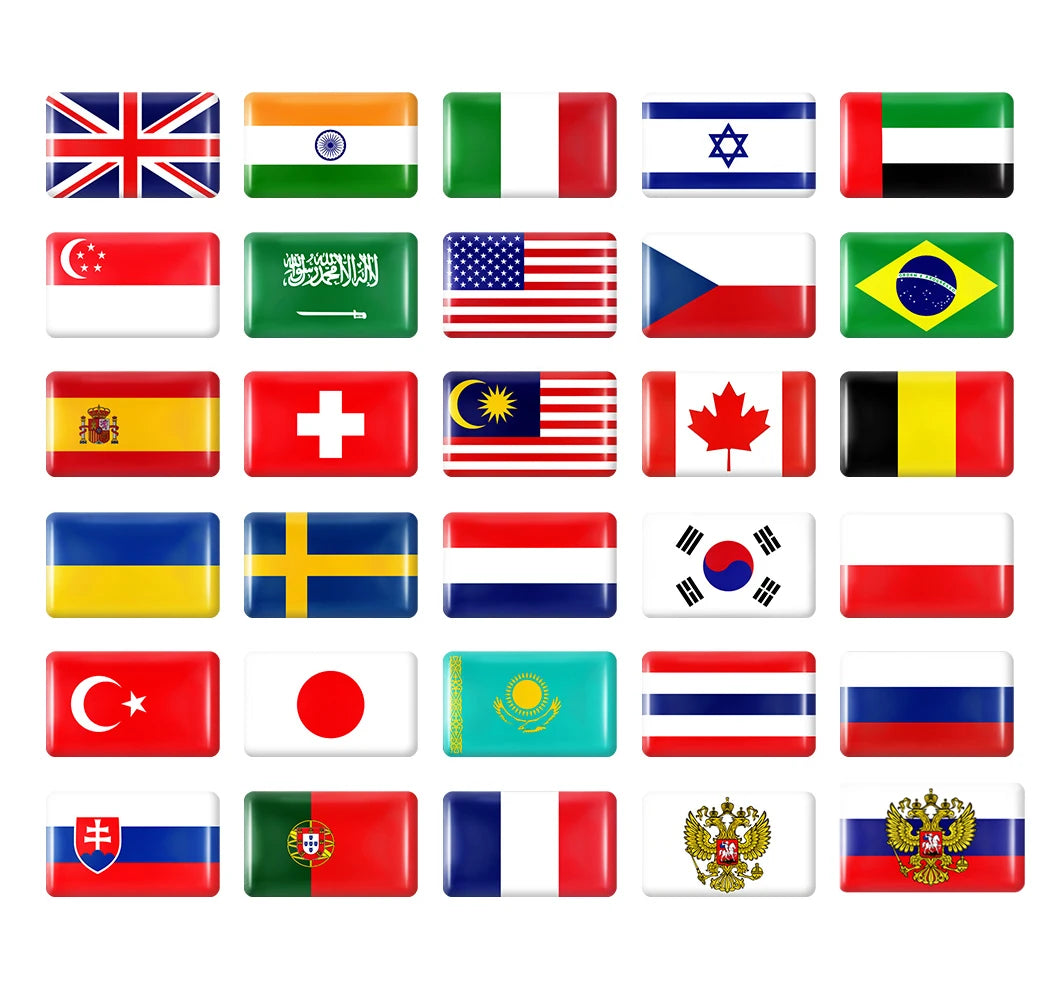 🌍 National Flag Car Emblem Stickers