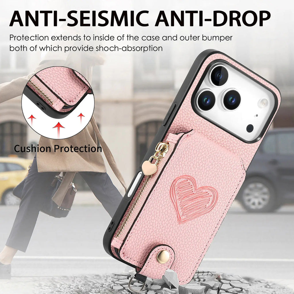 🎒 Crossbody Leather Zipper Wallet Phone Case