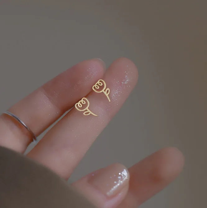 Tiny Metal Charm Stud Earrings