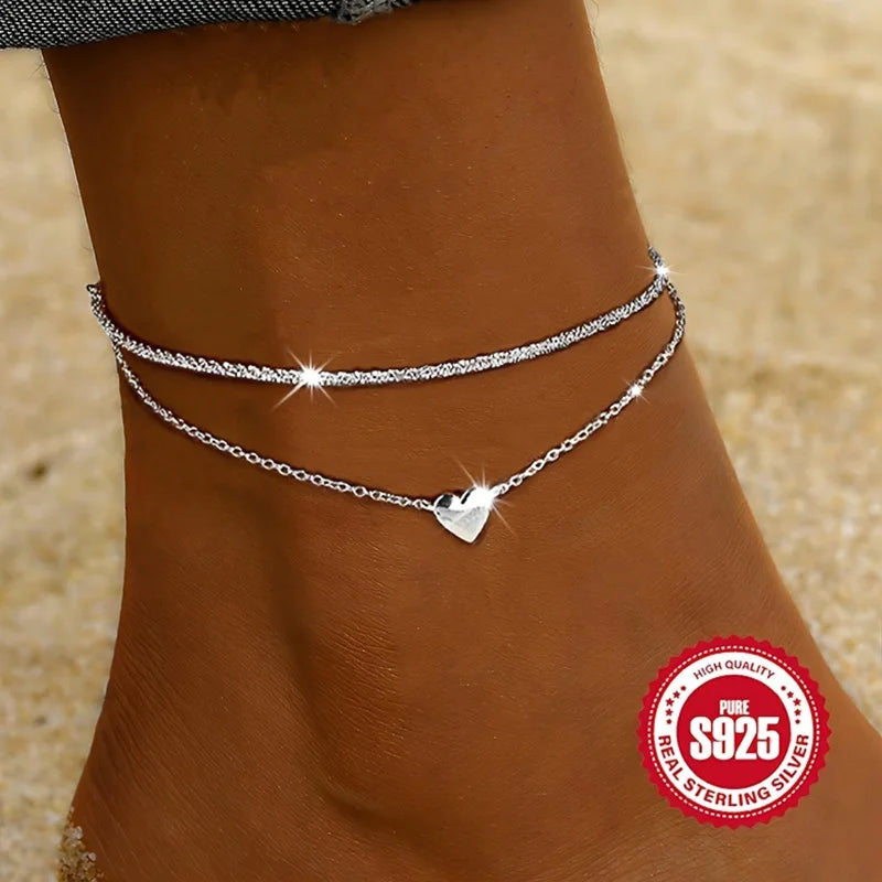 925 Silver Heart Anklet