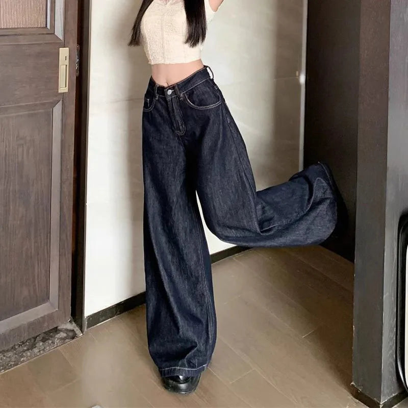 Deep Blue Washed Baggy Jeans