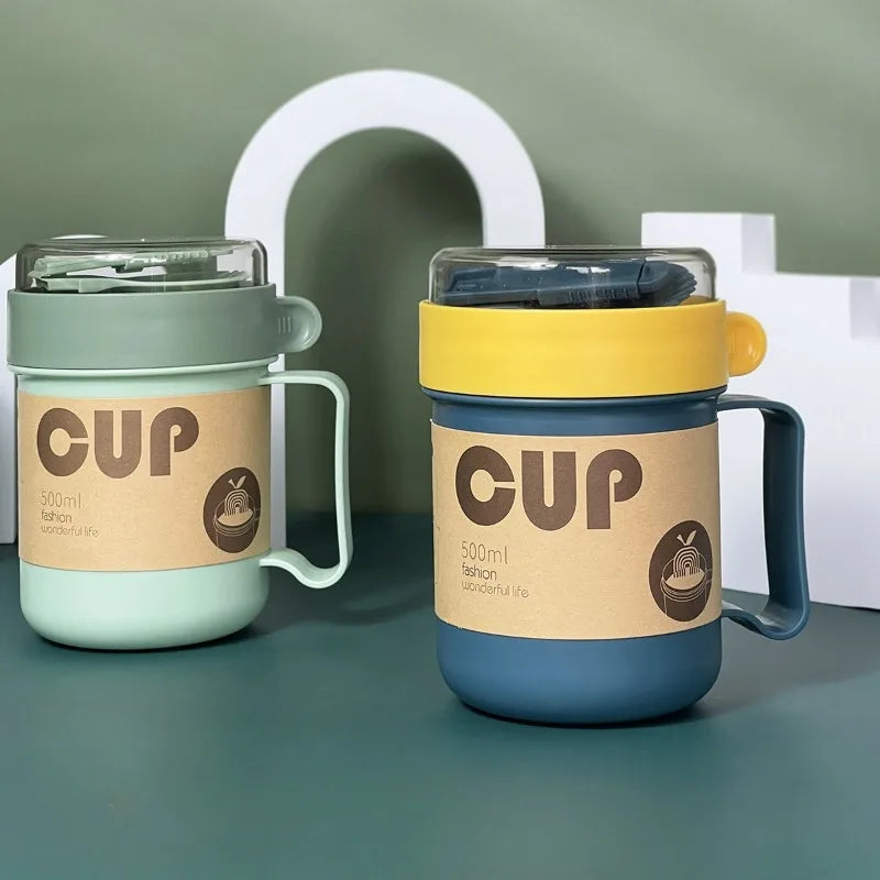 Breakfast Cup with Lid & Spoon 500ml