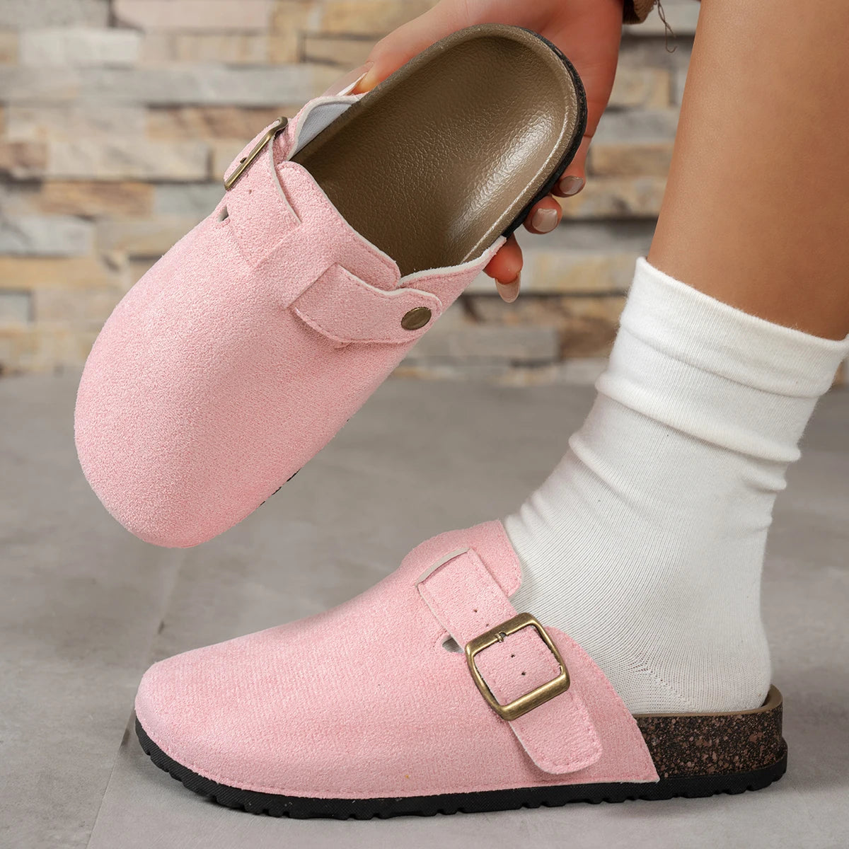 Women's Thick-Soled Buckle Slippers