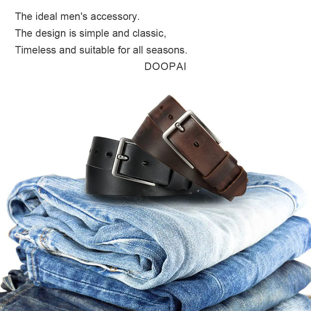 Men's Antique Buckle Cowhide Belt