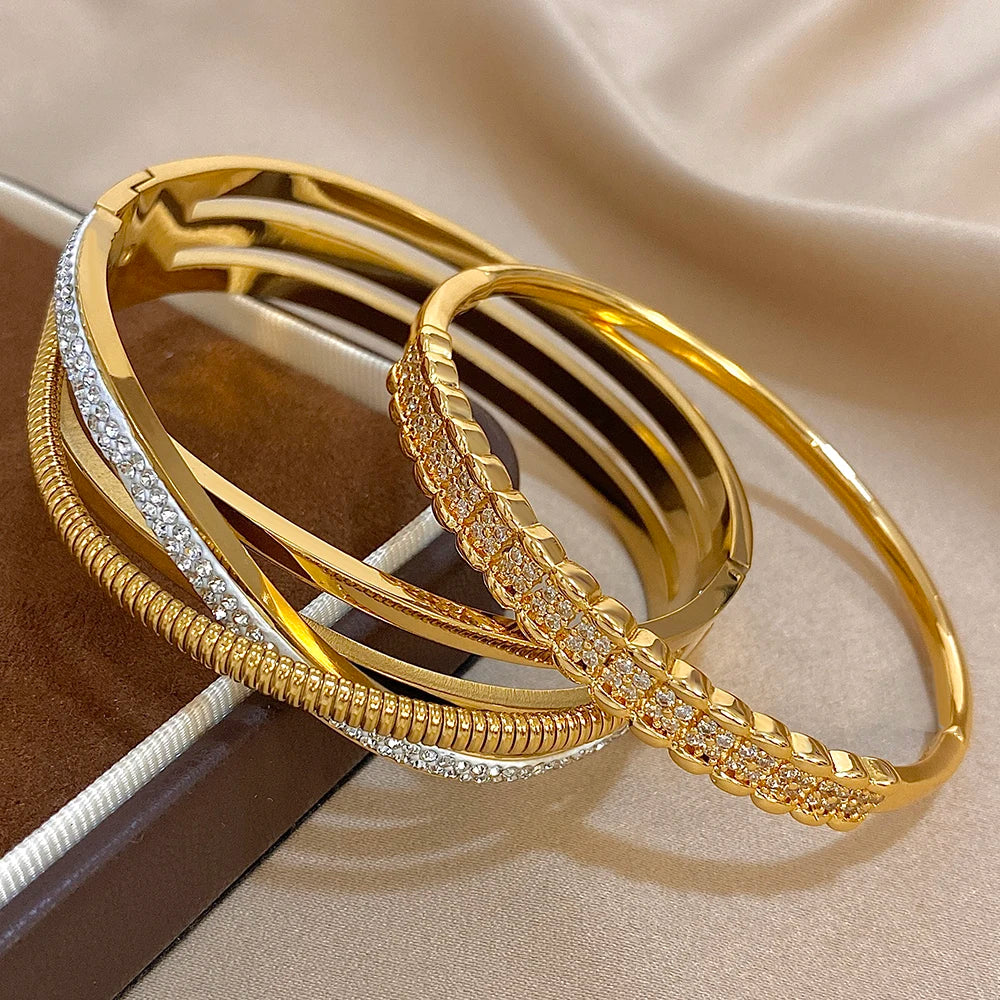 ✨ Rhinestone Open Cuff Bracelet Set