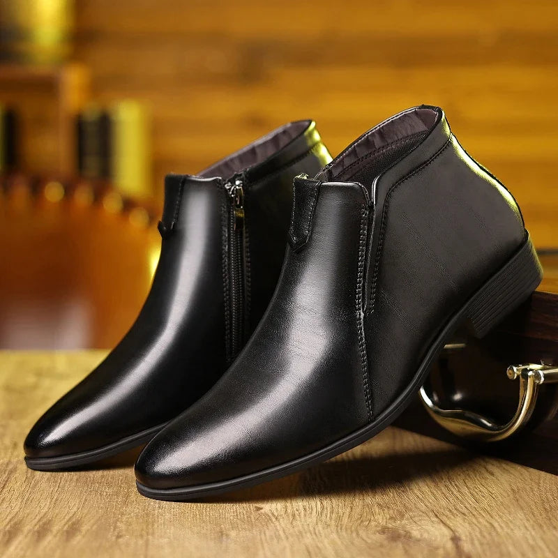 Men's Retro Zip Leather Boots