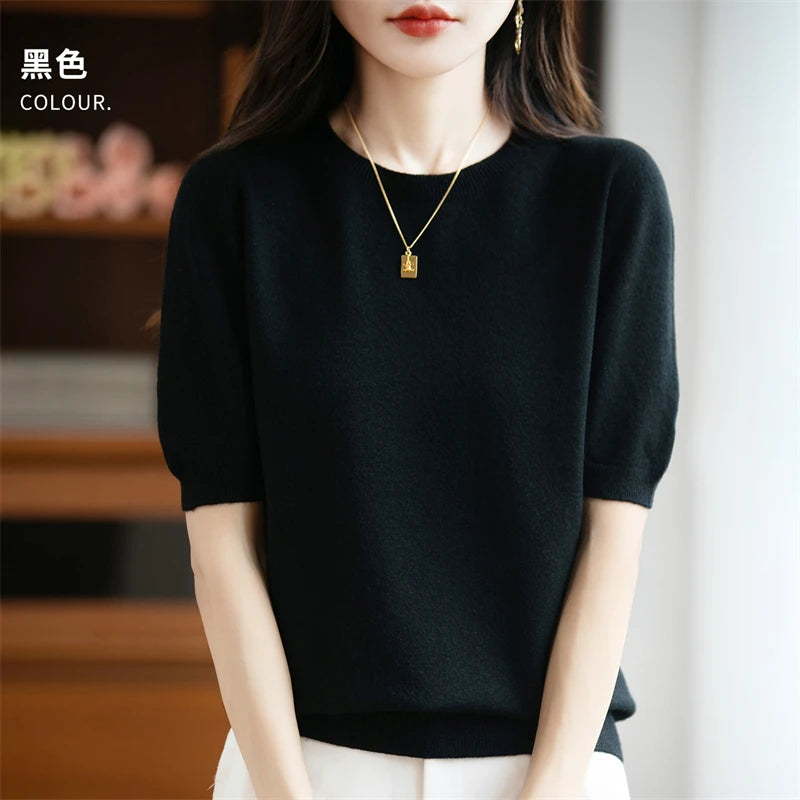 100% Merino Wool Short Sleeve Sweater