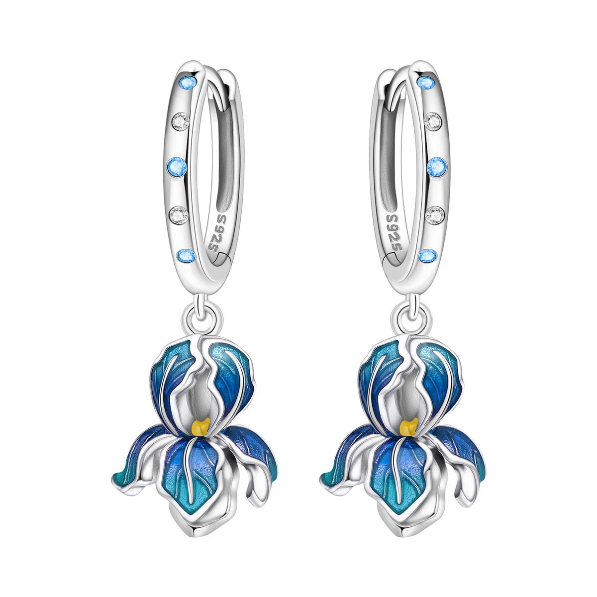925 Silver Purple Hydrangea Earrings