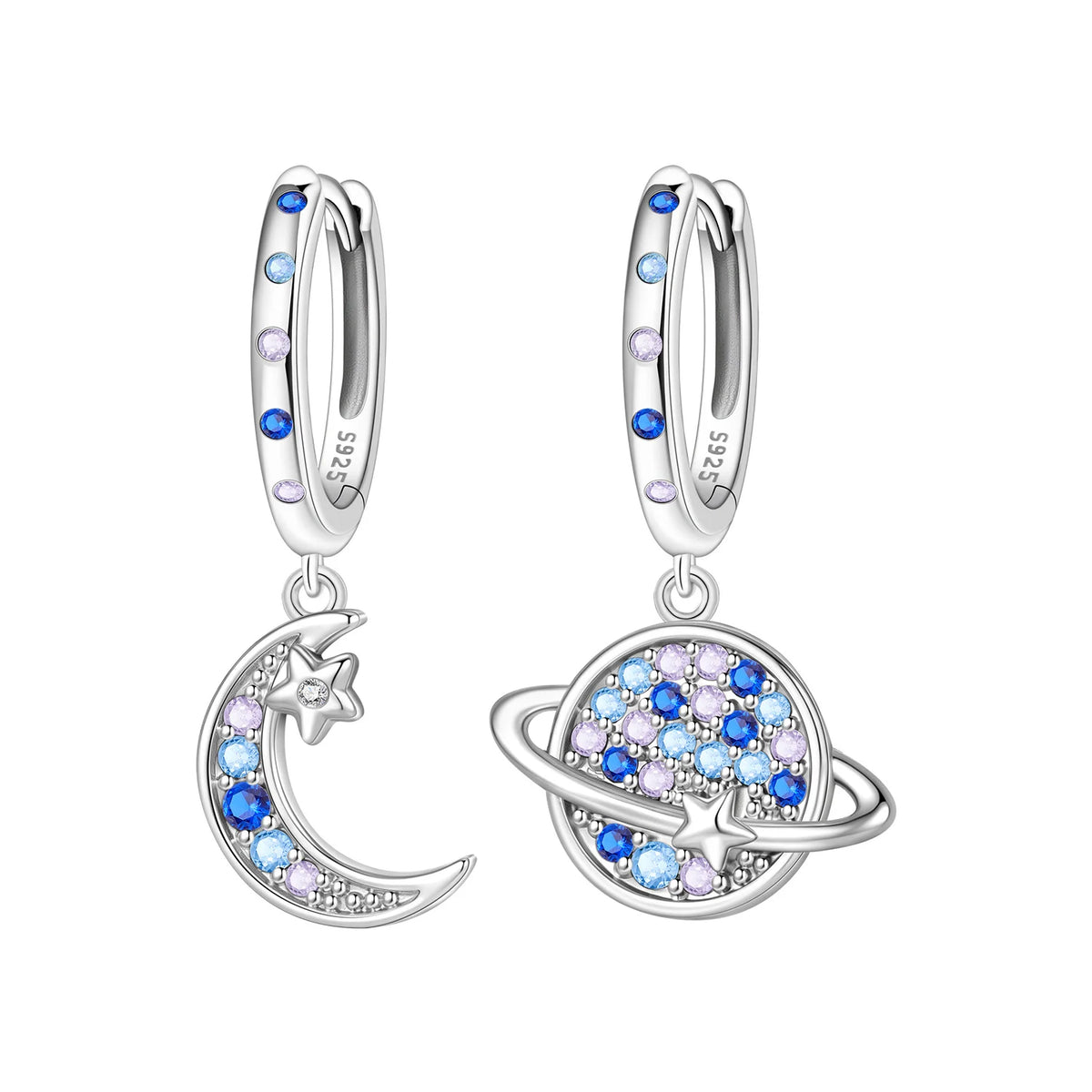 925 Silver Purple Hydrangea Earrings